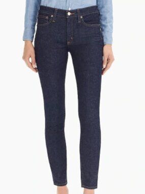 J. CREW 8" Toothpick Dark Wash Classic Mid Rise Cropped Crop Ankle Skinny Jeans